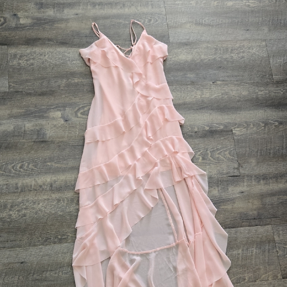 Women's Soft Pink Ruffle Hi-Lo Dress Size 2